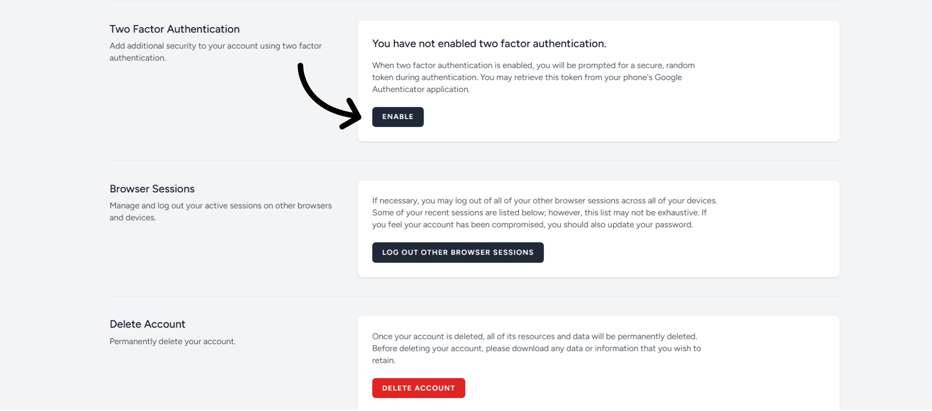 Open profile settings